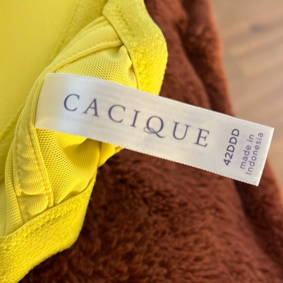 Cacique | Boost Plunge floral lace yellow front clasp Bra women’s size 42DDD - Picture 7 of 8